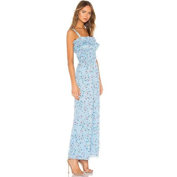 NWOT Tularosa Ellie Blue Floral Wide Leg Jumpsuit, Size Large - Picture 3 of 6